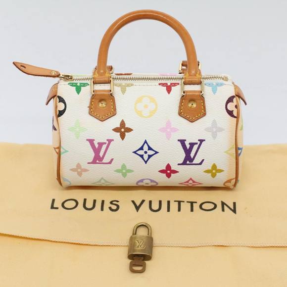 LOUIS VUITTON Monogram Multicolor Mini Speedy Hand Bag White M92645 Auth 58259 - Picture 12 of 16